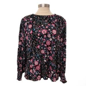 Northern Reflections Floral Print Blouse Top Balloon Sleeves Ladies Size XL
